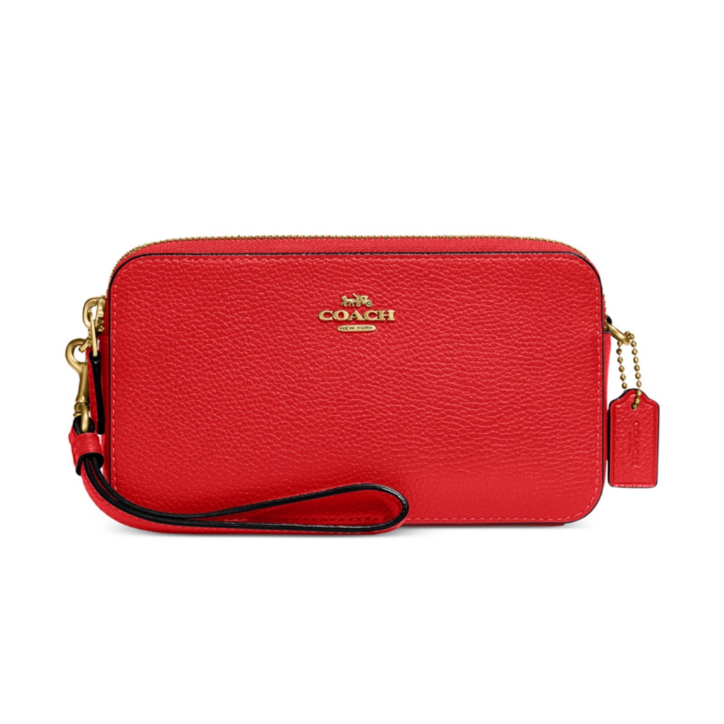 Coach B4/S Pol Pb Lth Kcb/Wristlet/Crossbody/Red/Nwt
